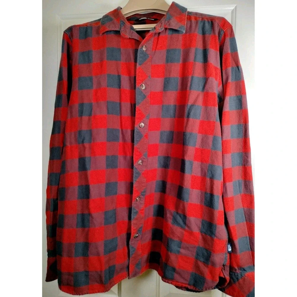 The North Face Flannel Shirt Mens Large Red Black Buffalo Check Long Sleeve